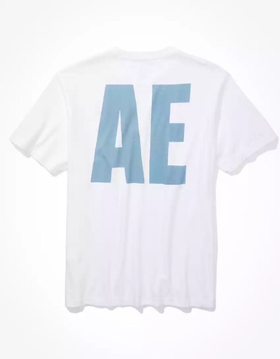 T Shirt Graphique American Eagle AE Super Soft Blanche Homme | TCX-67465342